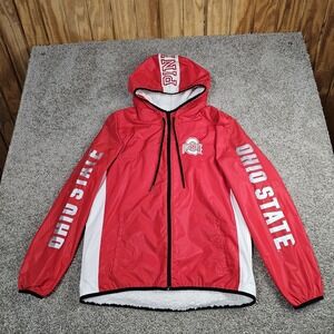 Victorias Secret PINK Ohio State Windbreaker Jacket Sz L Full Zip Sherpa Anorak